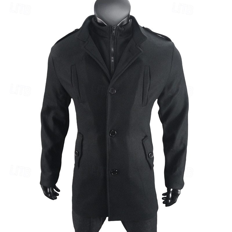 Per uomo Cappotto da marinaio Trench Vacanza Quotidiano Autunno Inverno Poliestere Antivento Capispalla Abbigliamento Moda Classico Semplice Tasca Collo alla coreana Monopetto del 2025 a $48.99 –P5