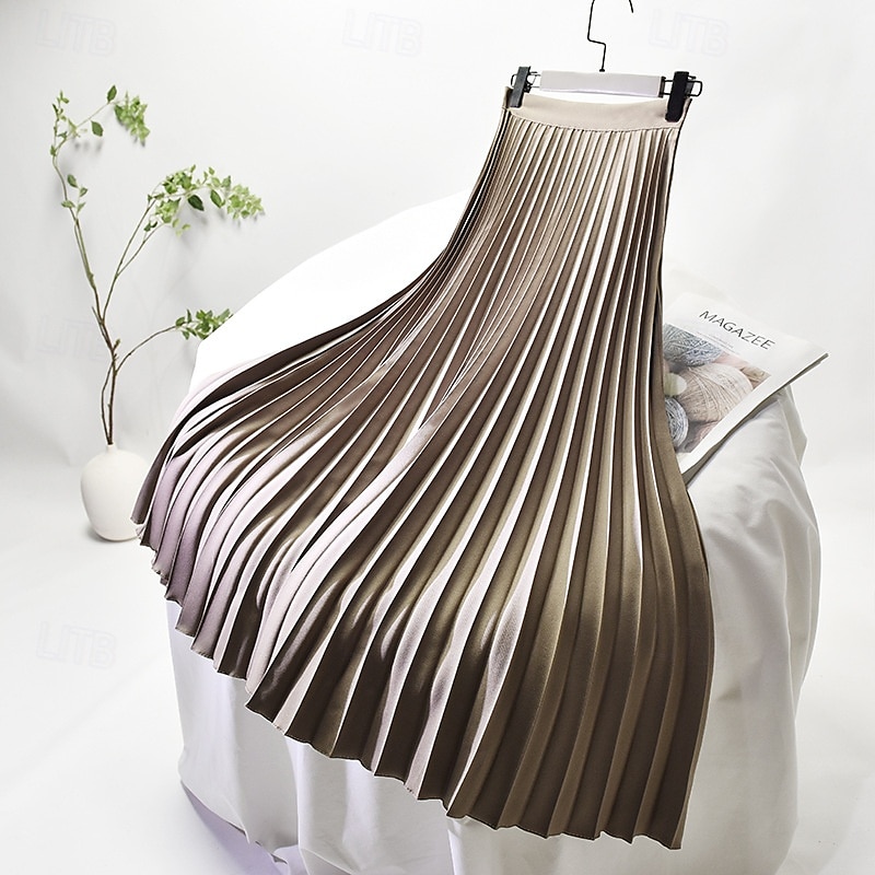 Pentru femei Fustă Leagăn Modă Casual Maxi Talie Medie Fuste Simplu Plisată Micro-elastic Vacanță Stradă Negru Alb Bleumarin Gri Închis Vară Șifon Poliester 2025 - $27.99 –P5