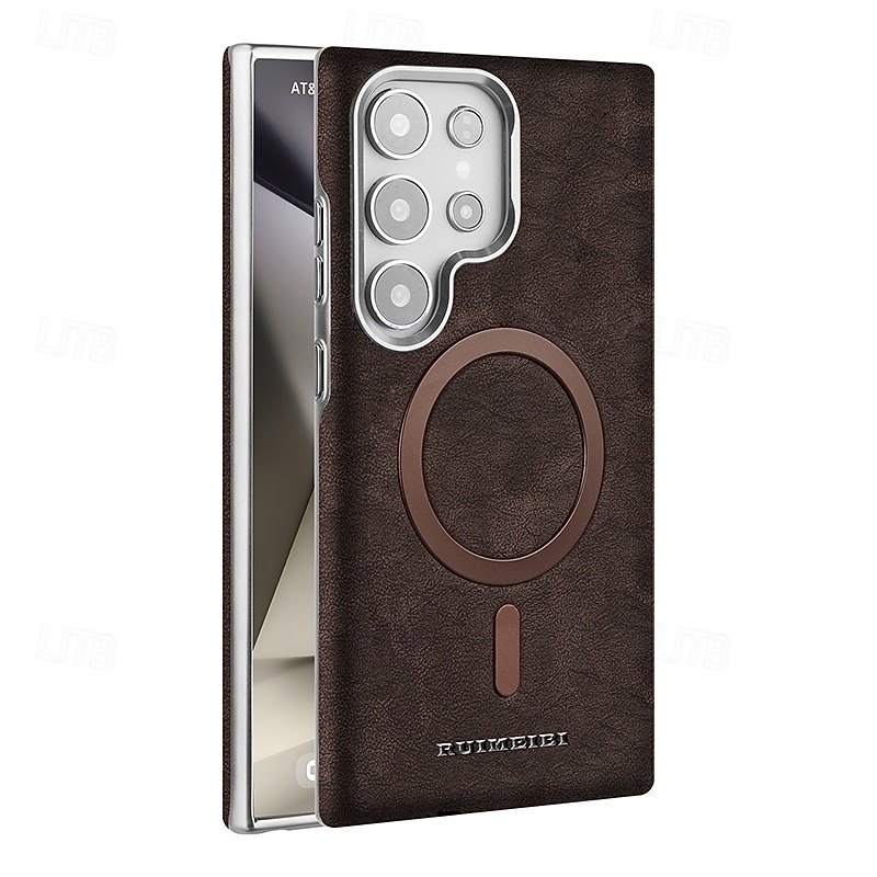 puhelin Etui Käyttötarkoitus Samsung Galaxy S25 Ultra Plus S24 Ultra Plus S23 Ultra Takakuori Tukee langatonta latausta Iskunkestävä Retro TPU PU-nahka 2025 - $19.99 –P1