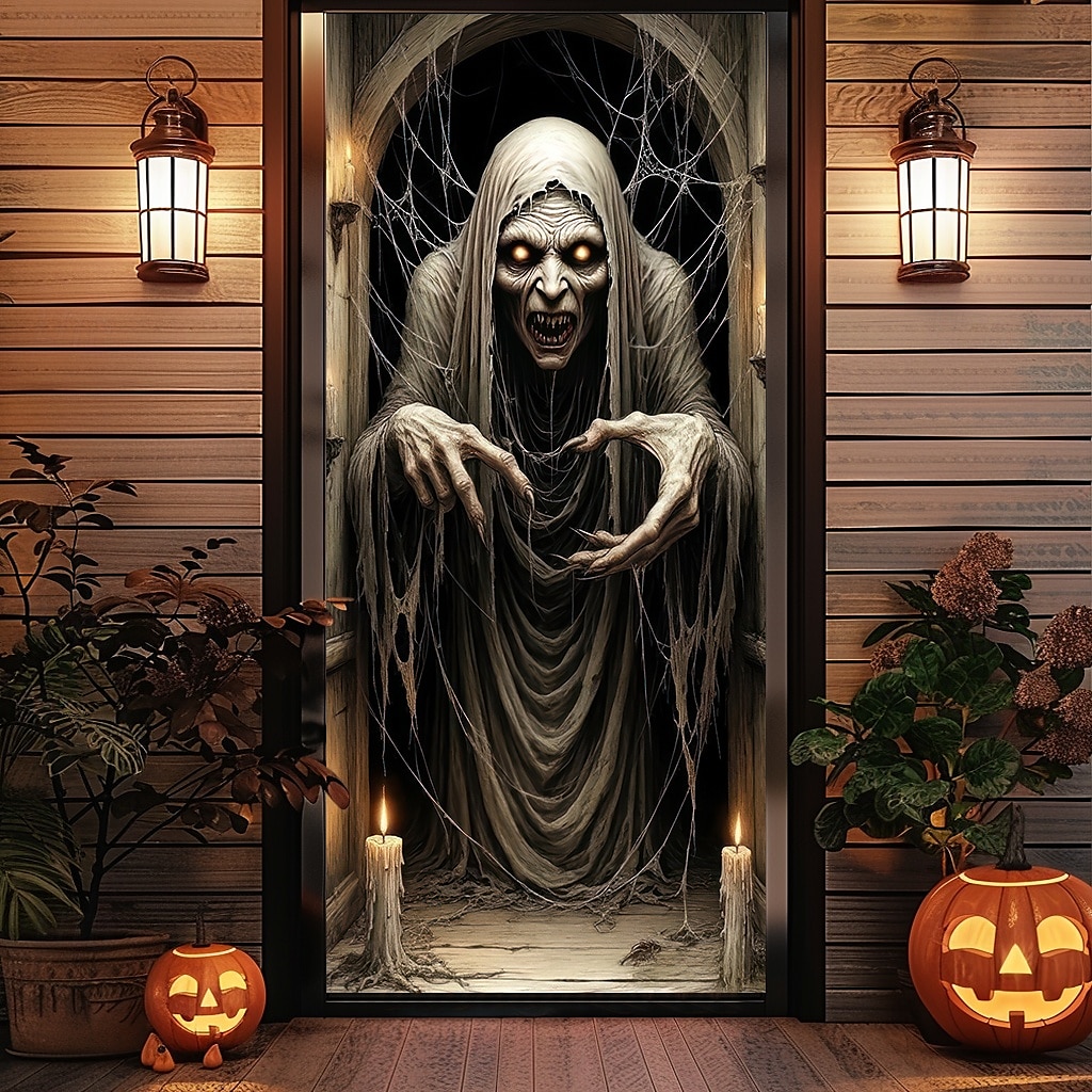 Ajtófedél Kültéri bannerek Csontváz Pszichedelikus Sötét Punk Gótikus Buli Szabadtéri Felvételi hátterek Bejárati ajtó Fali veranda Lakberendezés 2025 - $11.99 –P2