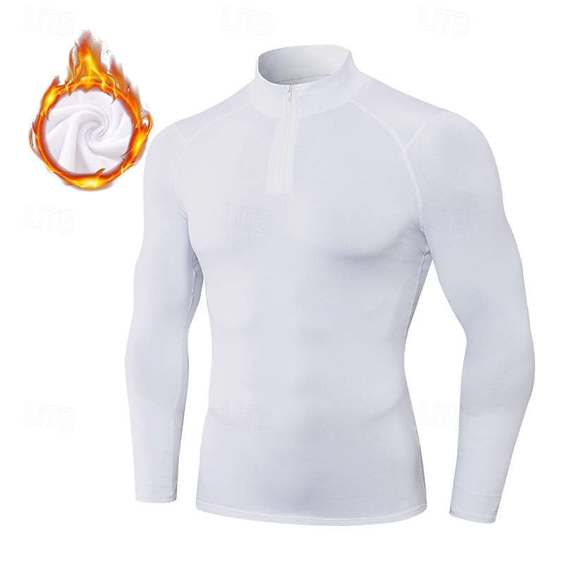 Herr Kompressionströja Fleece-underställ Träningstoppar Kvarts dragkedja Långärmad Överdelar Fritids- Solid färg Snabb tork Varm Gym Basket Träning Sportkläder Sportkläder Vinrött Svart Vit 2025 - $22.99 –P4