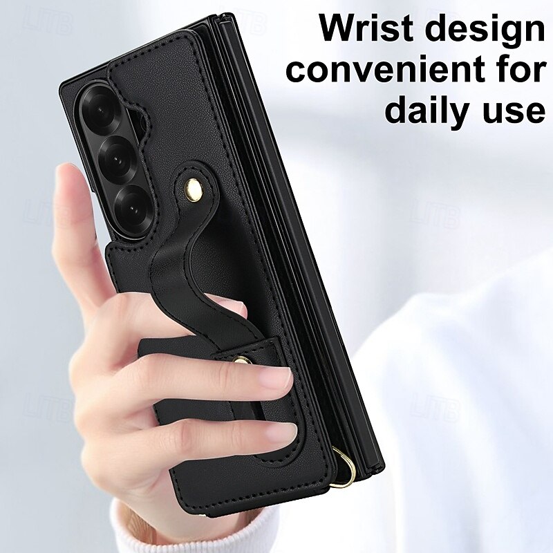 Phone Case For Samsung Galaxy Z Fold 7 Z Fold 6 Z Fold 5 Z Fold 4 with Wrist Strap Kickstand Card Slot Retro TPU PU Leather 2026 - $18.99 –P5