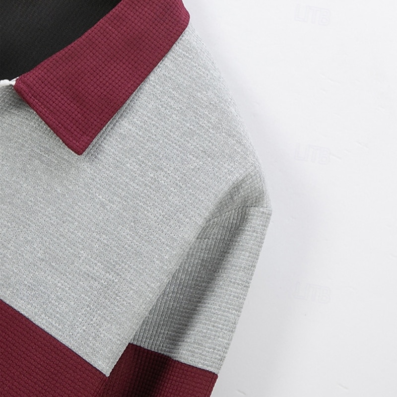 Herren Waffeljacke Freizeitjacke Urlaub Täglich Atmungsaktiv Tasche Spleißen Frühling Herbst Farbblock Mode Klassisch Revers Regulär Wein Dunkelgrün Braun Grau Jacken 2025 - $27.99 –P5