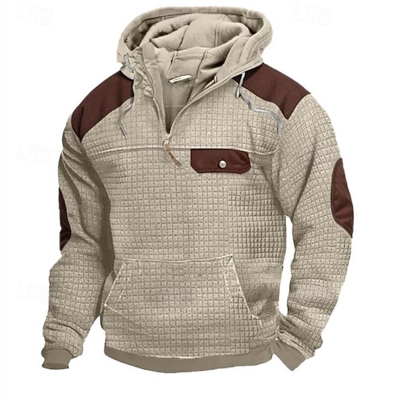 Hombre Sudadera Sudadera con capucha y diseño de gofres Sudadera con capucha y cremallera de un cuarto Sudadera táctica con capucha Caqui Con Capucha Plano Retazos Cremallera Deporte Casual Diario 2025 - $43.99 –P2