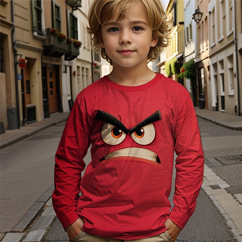 Maglietta per ragazzi con stampa 3D, divertente, a maniche lunghe, con stampa 3D, autunno inverno, basic, per bambini dai 4 ai 12 anni, girocollo, casual, per attività all'aperto, vestibilità del 2025 a $13.99 –P1