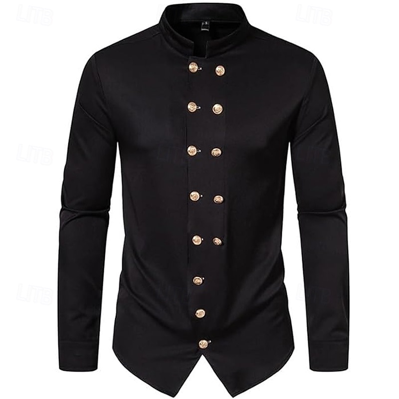 Per uomo Camicia Camicia con colletto alla coreana Come la seta Camicia in raso Camicia casual Semplice Formale Matrimonio Nero Manica Lunga Collo alla coreana Primavera & Autunno Tutte le stagioni del 2025 a $23.99 –P2