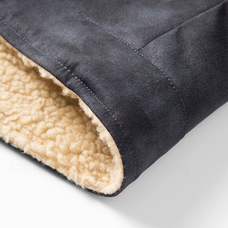 Herre Fritidsjakker Turjakke Fleece-jakke Vinter utendørs Hold Varm Topper Svart Kakifarget kaffe Grå 2025 - $55.99 –P10