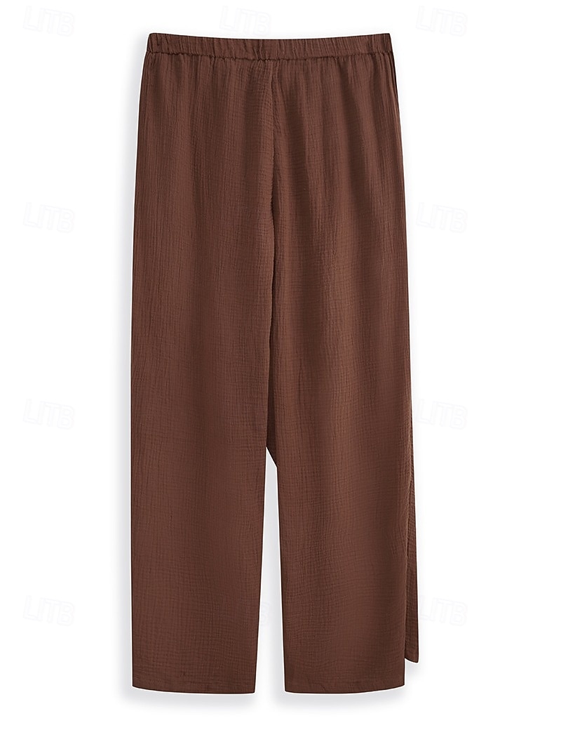 Men's Linen Pants Trousers Summer Pants Drawstring Elastic Waist Straight Leg Plain Comfort Breathable Full Length Casual Daily Holiday Vacation Fashion White Brown Micro-elastic 2026 - $29.99 –P5