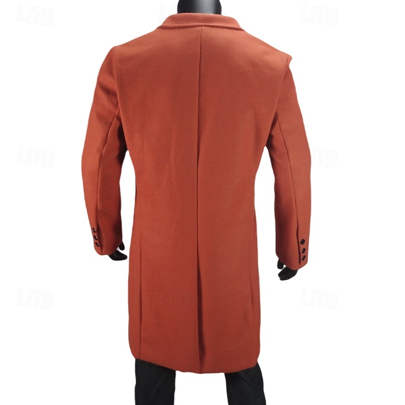Herren Mantel Trenchcoat Langer Trenchcoat Urlaub Täglich Herbst Winter Polyester Winddicht Warm Oberbekleidung Bekleidung Mode Klassisch Einfach Tasche Revers Doppelreihig 2025 - $48.99 –P3