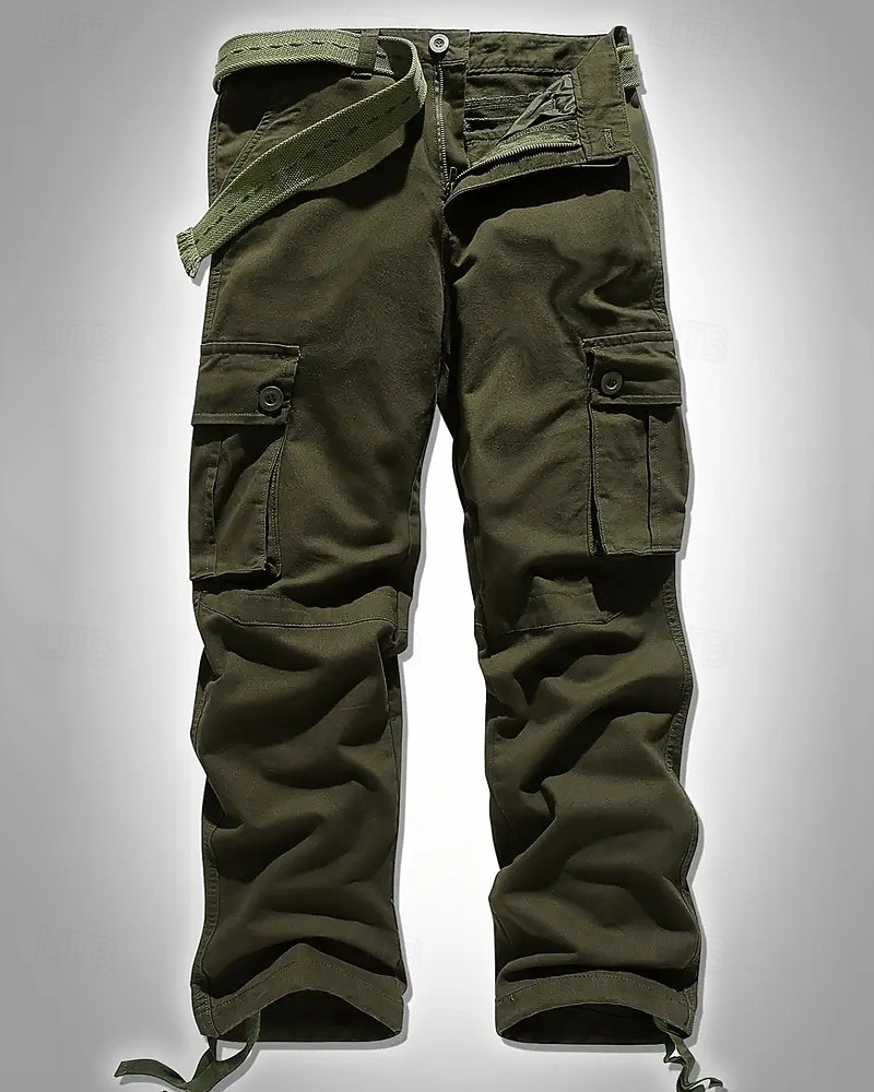 Per uomo Pantaloni Cargo Pantaloni Bottoni Multi-tasche Semplice Indossabile All'aperto Quotidiano Campeggio & Escursionismo Moda Classico Nero Verde militare del 2025 a $43.99 –P7