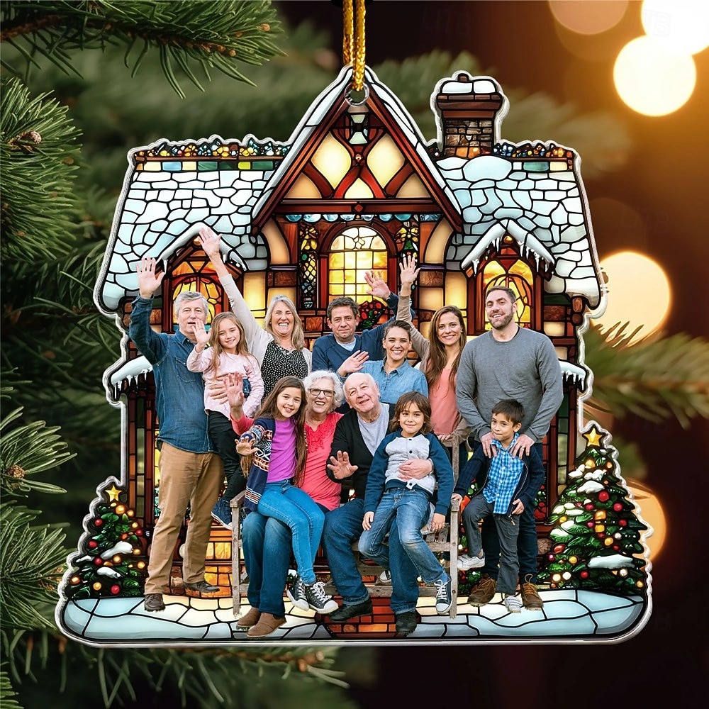 Personliga familjefoto julgransprydnader i akryl 2D anpassade julklappsidéer för familj/par julgransprydnader dekoration hängande hänge 2025 - $10.99 –P2