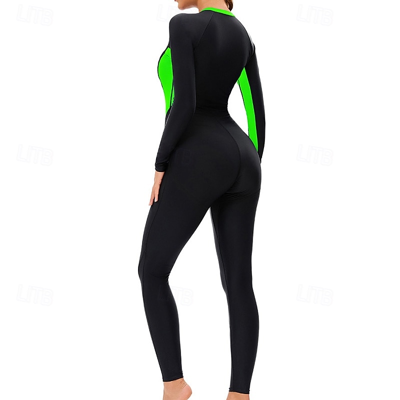 Dame Badedrakt Rash-guard UV Solbeskyttelse UPF50+ Langermet Badetøy Ta igjen glidelåsen Svømming Surfing Lapper Vår Høst 2025 - $32.99 –P11