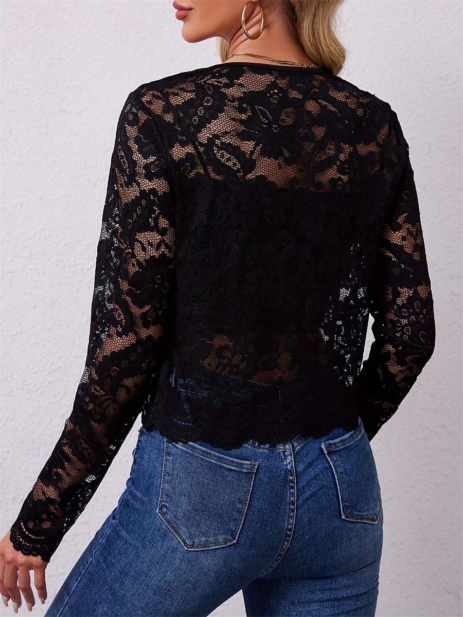 Mother's Wraps Elegant Sun Protection Long Sleeve Lace Wedding Wraps With Pure Color For Formal Summer 2026 - $28.99 –P6