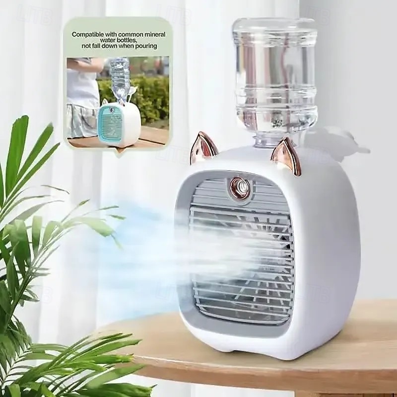 Ventilatore portatile per bambini, mini ventilatore ricaricabile con design a forma di volpe, umidificatore con nebulizzatore, apparecchio da scrivania estivo, raffrescatore d'aria portatile personale per uso domestico e in ufficio del 2025 a $19.99 –P5