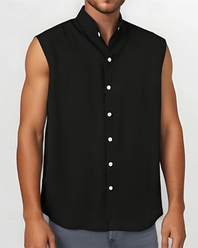 Per uomo Camicia Camicia Estiva Camicia casual Camicia da Spiaggia Camicia con Bottoni Nero Verde chiaro Rosa Rosso Verde Senza Maniche Semplice Colletto alla coreana Vacanza Camicia hawaiana del 2025 a $19.99 –P3