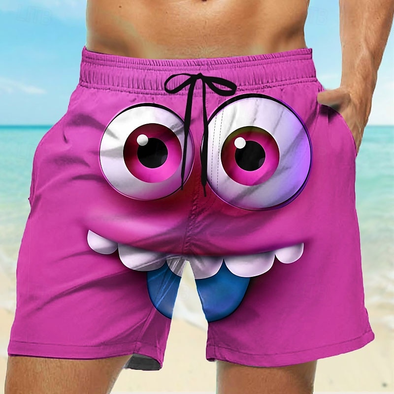 Męskie Kreskówka 3D Uśmiechnięta twarz Duże oczy Bokserki kąpielowe Szorty kąpielowe Spodenki surfingowe Średni Talia Zabawny Na zewnątrz Urlop Na co dzień Boczne kieszenie Podszewka z siatki 2025 - $19.99 –P2