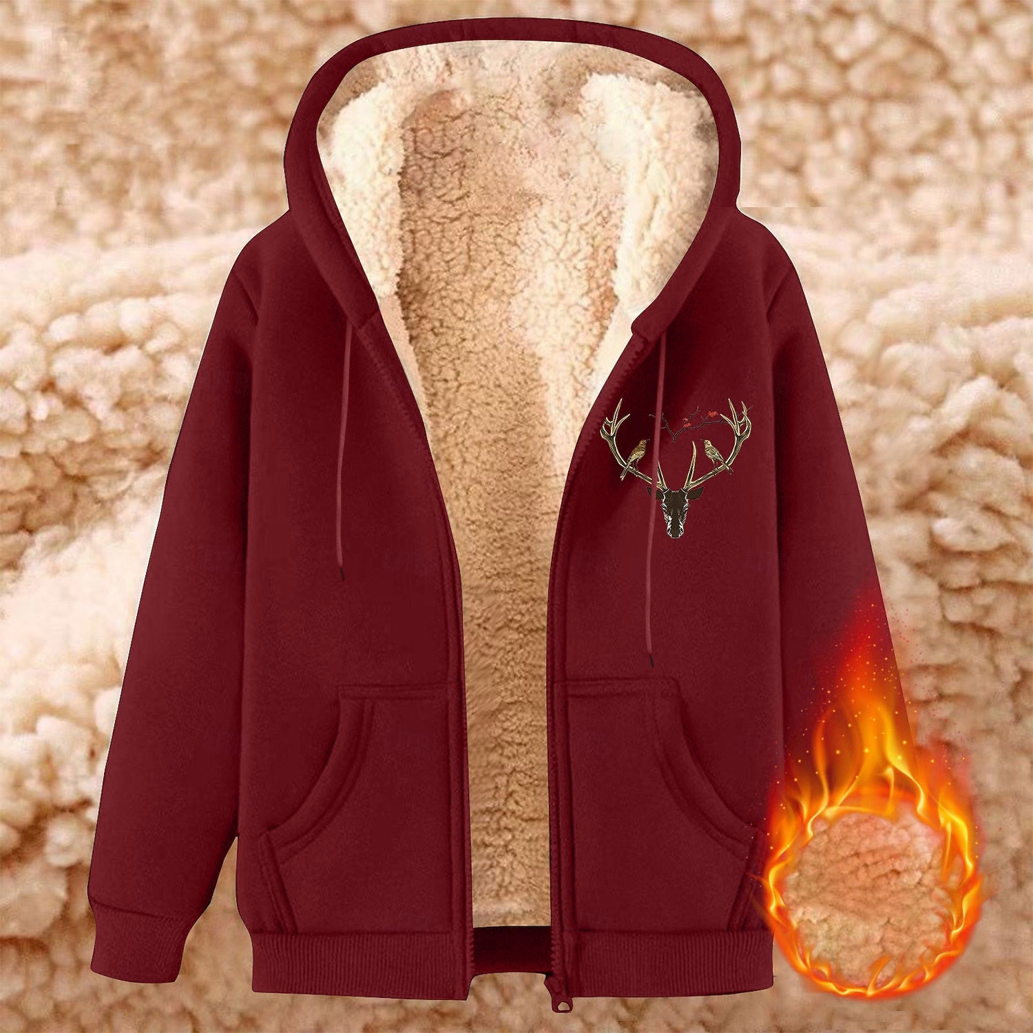 Men's Full Zip Hoodie Zip Up Hoodie Fleece Jacket Fleece Hoodie Black Wine Blue Brown Green Hooded Reindeer Plain Graphic Prints Zipper Pocket Casual Daily Going out Polyester Streetwear Casual Fall 2026 - $24.99 –P3