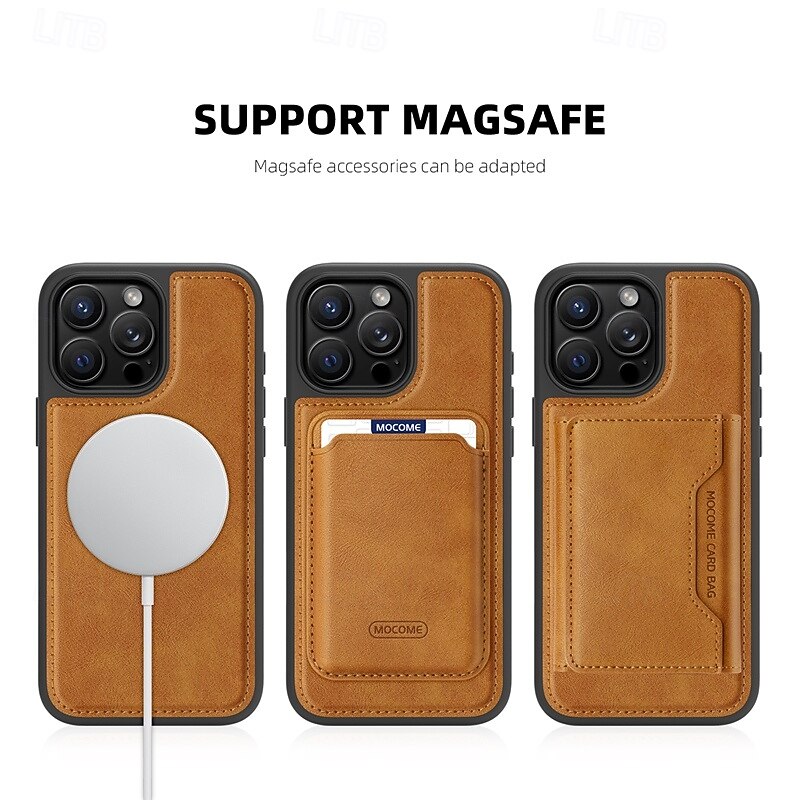 телефон Кейс для Назначение iPhone 17 Pro Max 17 Air i16 15 14 Pro Max Plus 16e 13 Pro Max Кейс на заднюю панель Магнитный Защита от удара Ретро ТПУ Кожа PU 2025 - $9.99 –P4