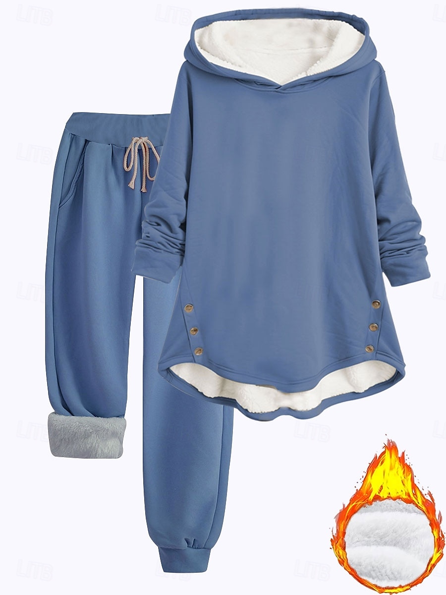 Femmes Chaud Quotidien Ensembles deux pièces Survêtement Ensembles de Pantalons manche longue À capuche Graphique Uni Cordon de serrage Imprimé Occasionnel Quotidien Noir Gris foncé Bleu Automne de 2025 ? $45.99 –P6