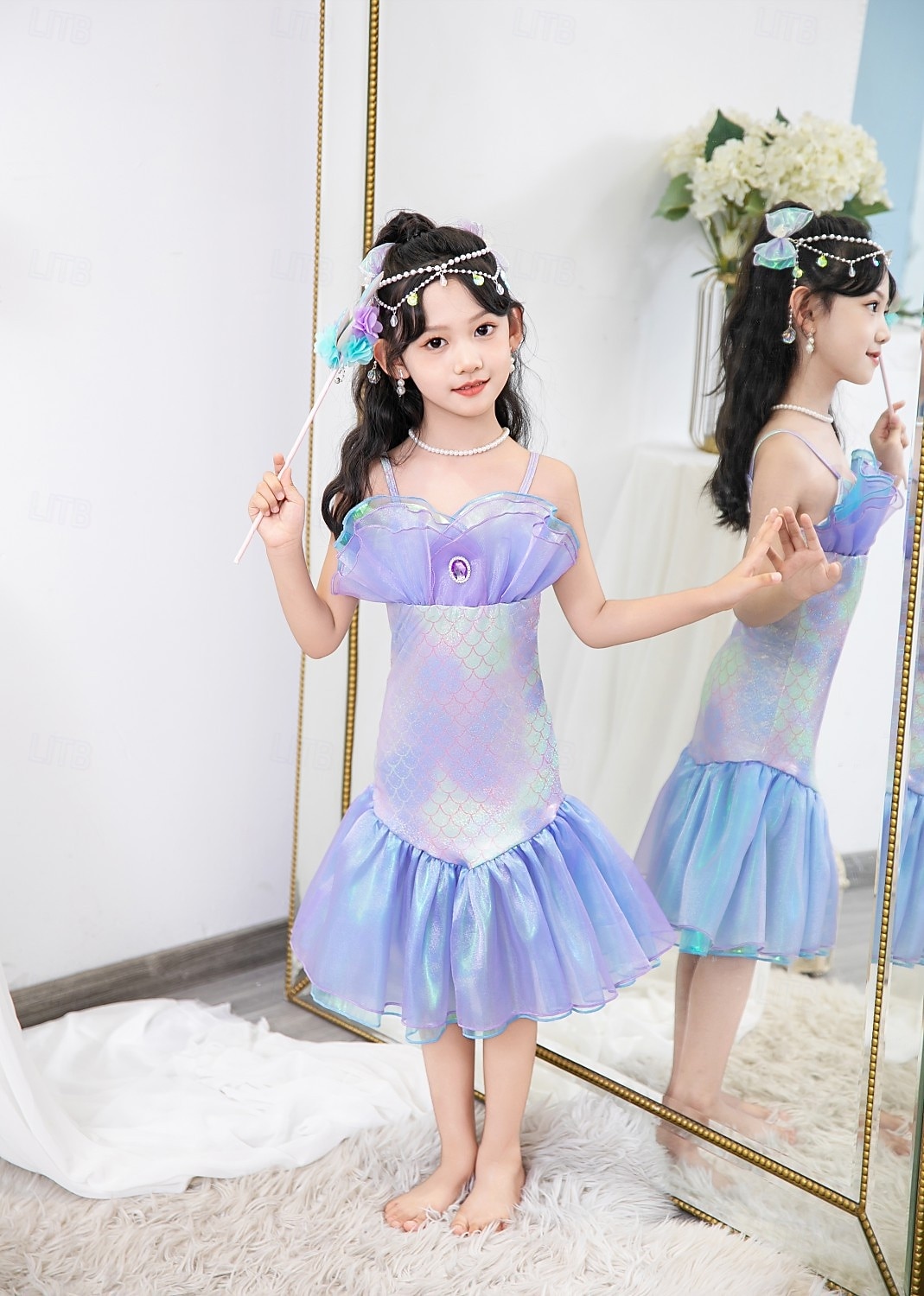 Book Week 2026 The Little Mermaid Little Mermaid Mermaid Tail Aqua Princess Dress  Halloween Dress Cosplay Costume Theme Party Costume Cosplay Movie Cosplay for Girls' Kid's Carnival Masquerade 2026 - $37.99 –P11
