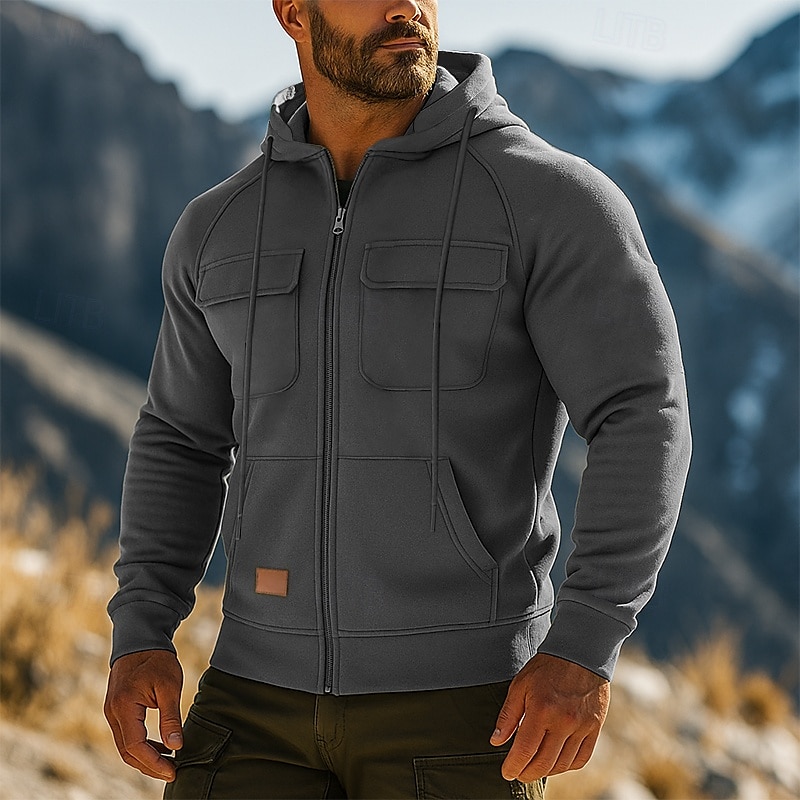 Hombre Sudadera Sudadera con capucha y cremallera de un cuarto Sudadera con capucha de lana Sudadera táctica con capucha Negro Verde Ejército Burdeos Azul Marino Azul Piscina Con Capucha Plano 2025 - $32.99 –P6