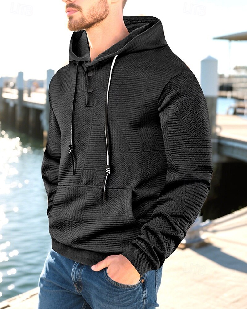 Homens Moletom Moletom com capuz Preto Branco Amarelo Azul Marinha Café Com Capuz Tecido Jacquard Com Cordão Bolsos Estriado Desportos e Ar livre Diário Feriado Poliéster Roupa de rua Básico Casual de 2025 por $23.99 –P18