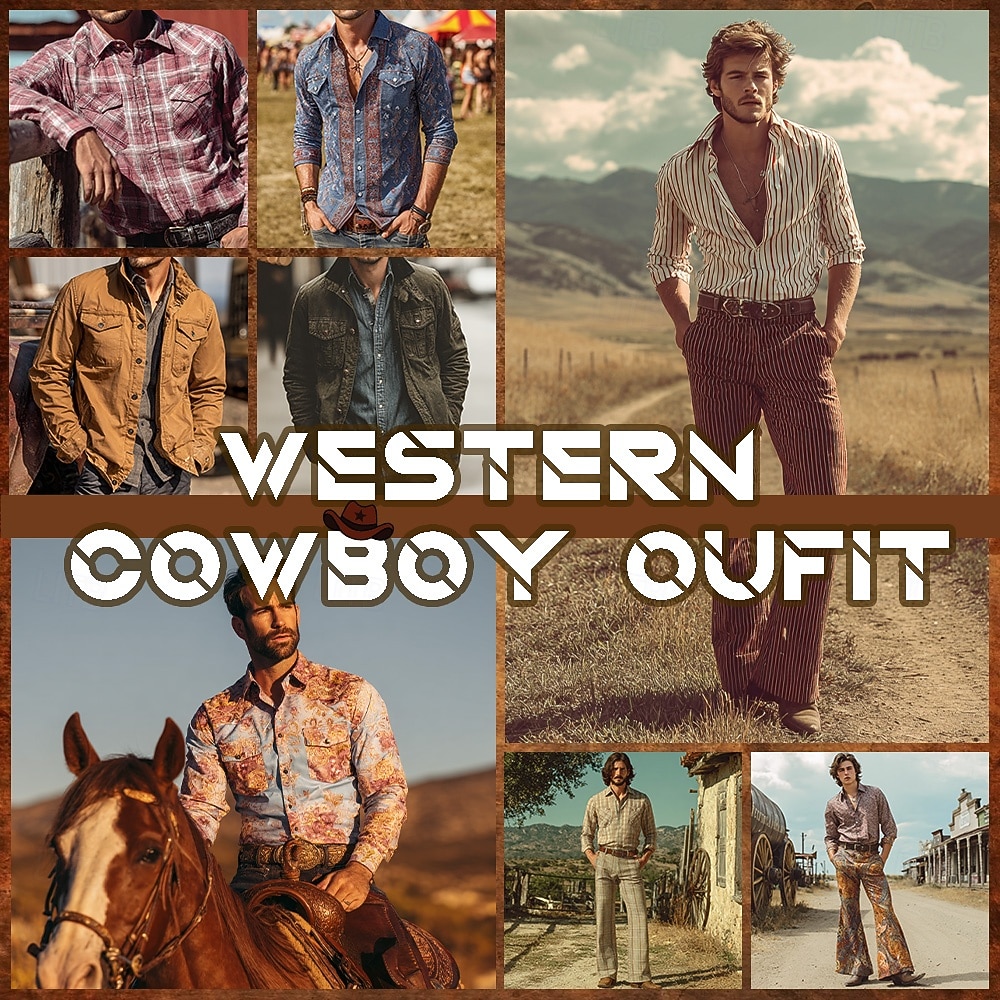 Férfi Paisley Virágminta Etno Ing Nyugati ing Cowboy ing Hosszú ujj Vintage Retro Szabadtéri Napi Munkaruha Ősz & tél Térfogatcsökkenés 3D nyomtatás Elöl két zseb Gombolható ingek Medence Barna 2025 - $25.99 –P7