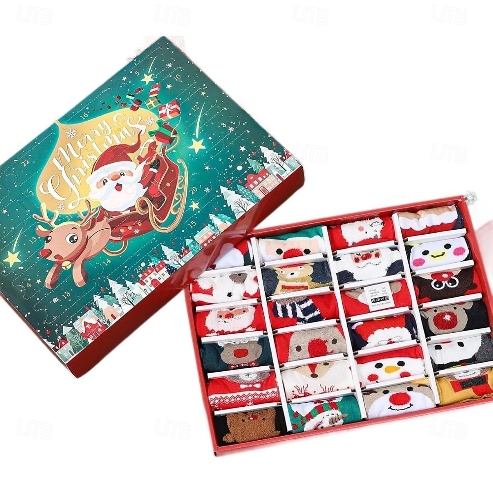 Christmas Socks Advent Calendar 2025 Women Adult Kids Xmas Gift Sock Advent Calendar Girls Boys 12 Pairs Christmas Socks 2025 - $28.99 –P6