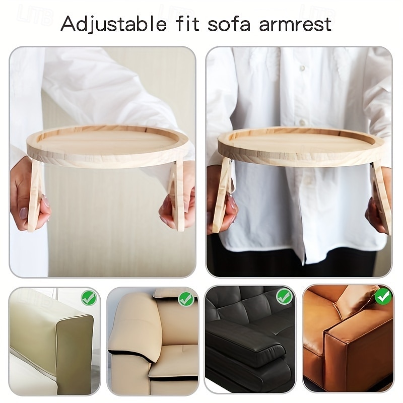 Mesa con reposabrazos para sofá estable, 1 bandeja con clip para mesa con reposabrazos, fija automáticamente la superficie de la mesa, perfecta para espacios pequeños, un gran regalo para familiares y 2025 - $18.99 –P9