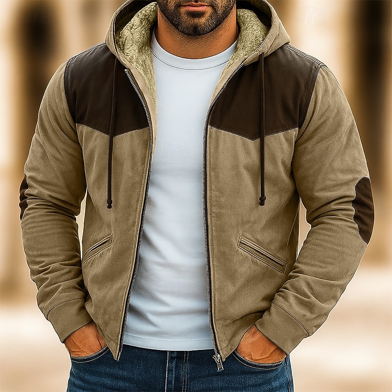 Hombre Sudadera Sudadera con capucha y cremallera completa Sudadera con capucha de lana Sudadera con capucha forrada de polar Azul Piscina Marrón Verde Trébol Gris Con Capucha Plano Retazos Bloque de 2025 - $39.99 –P1