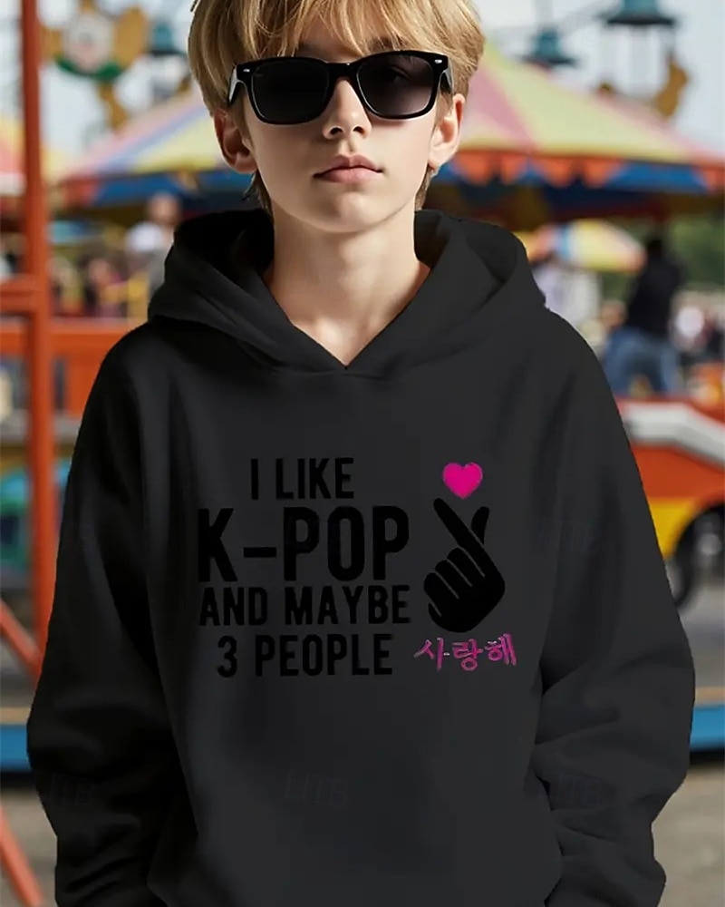 K-pop-huvtröja med grafisk design för pojkar - långärmad, avslappnad tröja med livfullt animetryck för höst/vinter, perfekt för vardagskläder eller speciella tillfällen. 2025 - $18.99 –P6