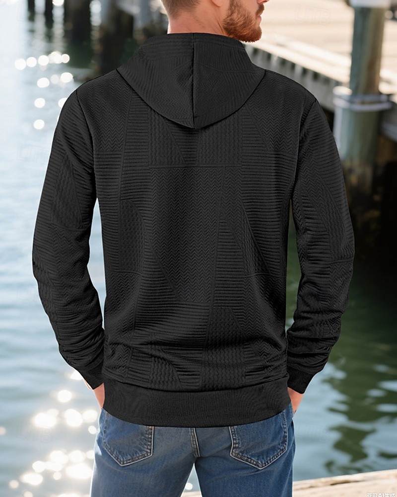 Homens Moletom Moletom com capuz Preto Branco Amarelo Azul Marinha Café Com Capuz Tecido Jacquard Com Cordão Bolsos Estriado Desportos e Ar livre Diário Feriado Poliéster Roupa de rua Básico Casual de 2025 por $23.99 –P19