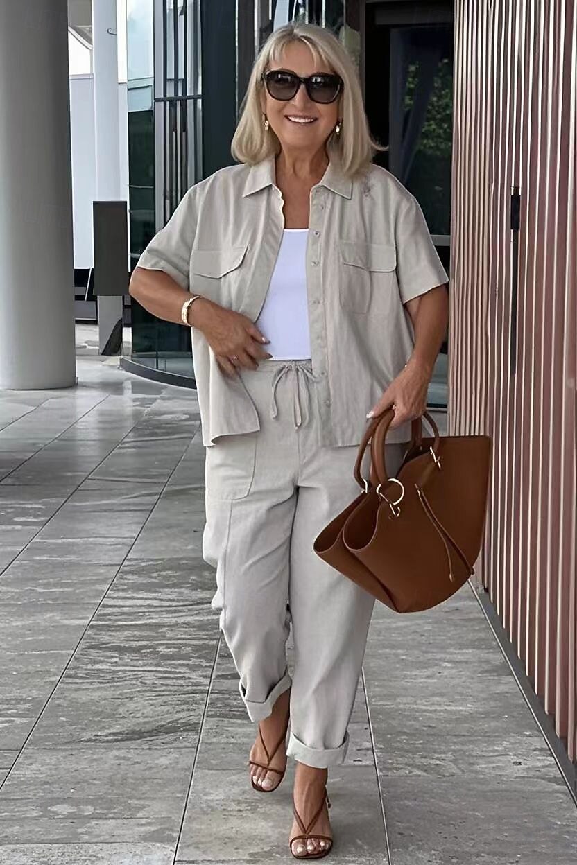 Femmes Taille EU / US Ensembles de Pantalons Manche Courte Noir Blanche Gris Automne de 2025 ? $31.99 –P4