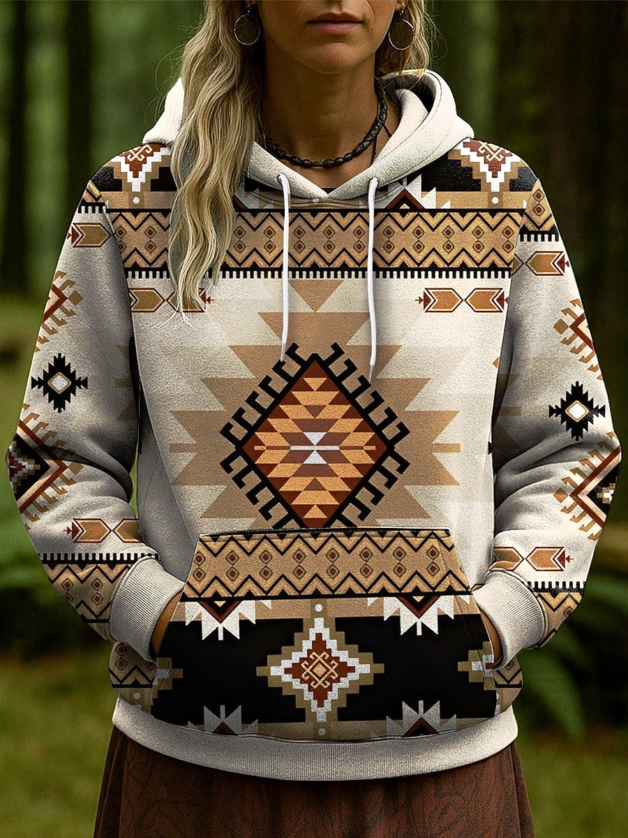 Mujer Sudadera con capucha Pullover Graphic Geométrico Casual Manga Larga Con Capucha Tops regulares Ropa de fiesta de noche Calle Uso Diario Azul Piscina Morado Marrón Verde Trébol Gris Primavera 2025 - $27.99 –P1