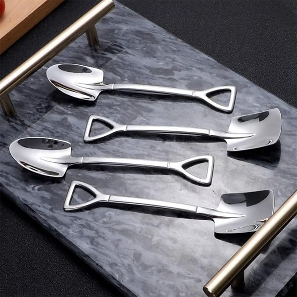 4 cucchiai a pala in acciaio inossidabile, mini cucchiaini da dessert a pala creativi e carini, stoviglie in acciaio inossidabile per la casa per anguria, gelato, coppie del 2025 a $8.99 –P7
