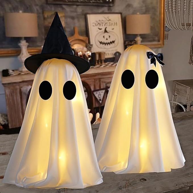 1 kpl halloween sisä- ja ulkopihan työpöydän koristelu aavekoristelamppu lomajuhlatunnelma koristevalot aa-paristokotelo 2025 - $9.99 –P1