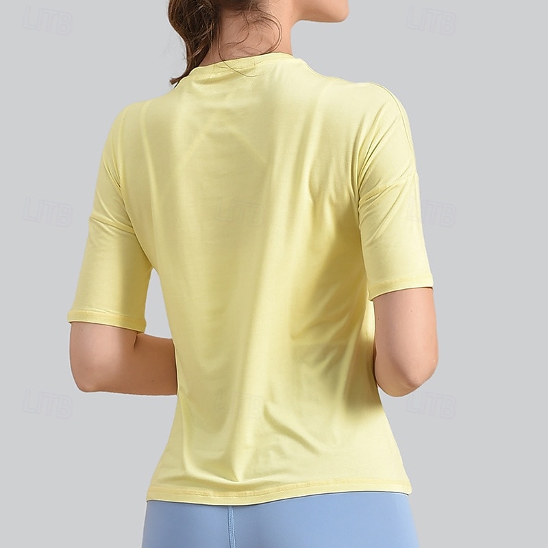 Damskie Koszulki do jogi Topy treningowe Półgolf Oddychający Odsłonięte ramiona Krótki rękaw Sport Jednokolorowe Top Dla Siłownia Bieganie Zdatność Odzież sportowa 2025 - $20.99 –P10