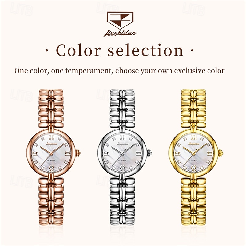 Nové módní a trendy dámské hodinky Golden Shield jsou importovaný stroj s diamanty zdobeným kalendářem, retro tenký model s malým ciferníkem, vodotěsné, ležérní a sportovní, dámské, obchodní. 2025 - $61.99 –P2