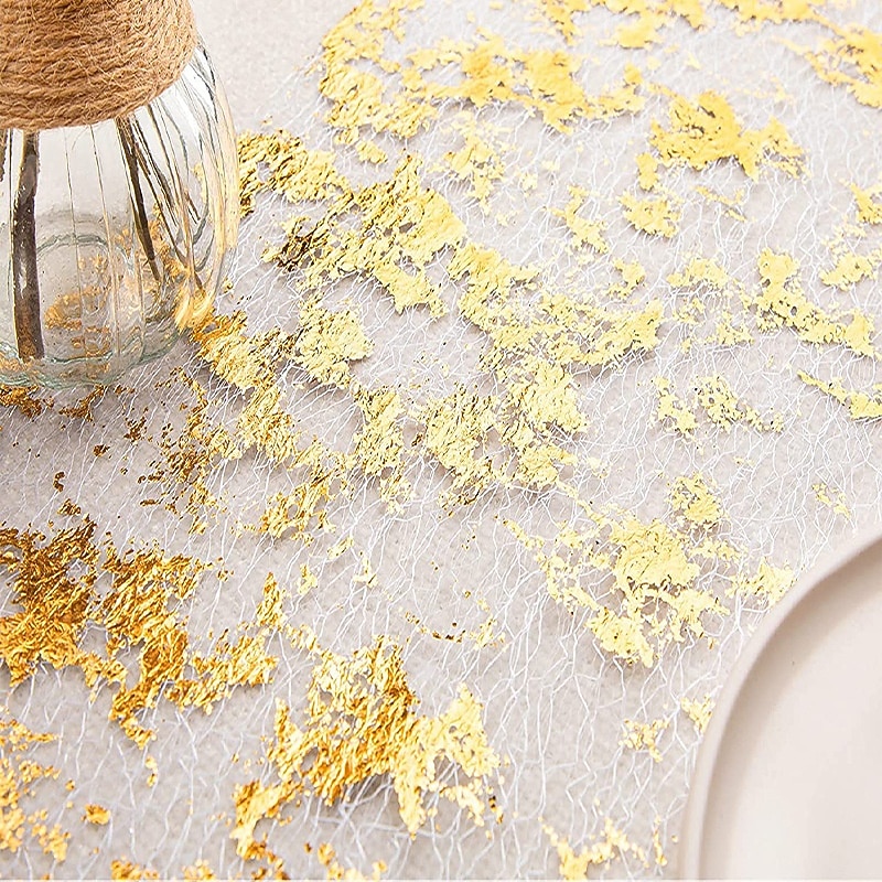Bieżnik ze Złotej Folii na Gorąco - Europejski Styl Lekko Ekskluzywny Flaga na Stół na Przyjęcia Świąteczne Wesela i Dekorację Opakowań Prezentowych 2026 - $12.99 –P2
