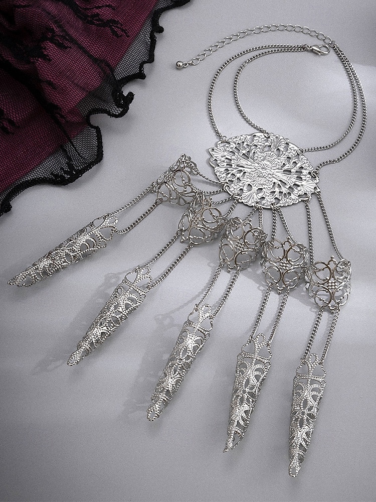 Halloween gotisk fingerkloarmbånd til dame – vintage filigran metallhåndsmykke med kjedeledd til kostymefester, cosplay og heksestil 2025 - $11.99 –P9