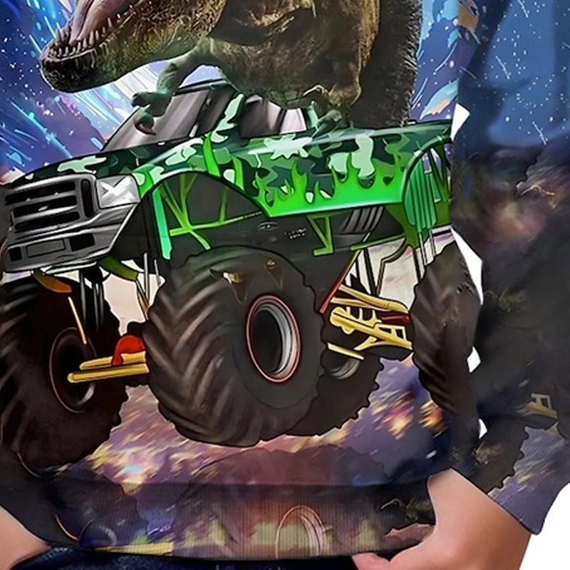 Pojkar 3D Dinosaurie Huvtröja Långärmad Vår Höst Mode Streetwear Barn 4-12 år Huva Utomhus Ledigt Dagligen Normal 2025 - $18.99 –P3