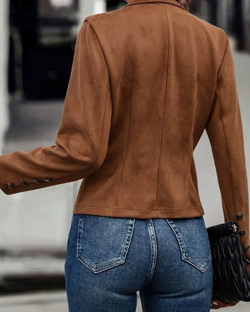 Γυναικεία Casual Jacket Άνετο Κουμπιά Ενεργό Καθημερινό Σκέτο ΕΞΩΤΕΡΙΚΟΥ ΧΩΡΟΥ Δρόμος Αργίες Καθημερινά Ρούχα Σταυρωτό Κανονικό Όρθιος Γιακάς Κανονικό Μακρυμάνικο Εξωτερικά ενδύματα Μαύρο Καφέ 2025 - $34.99 –P5