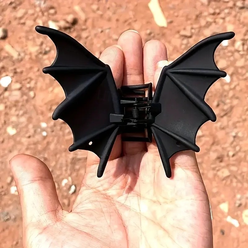 2 ks halloweenských sponek do vlasů s netopýřím motivem, gotické punkové kovové doplňky do culíku s netopýřím křídlem pro ženy, odolný plast, ideální na halloweenské a vánoční večírky, gotická punková 2025 - $10.49 –P5