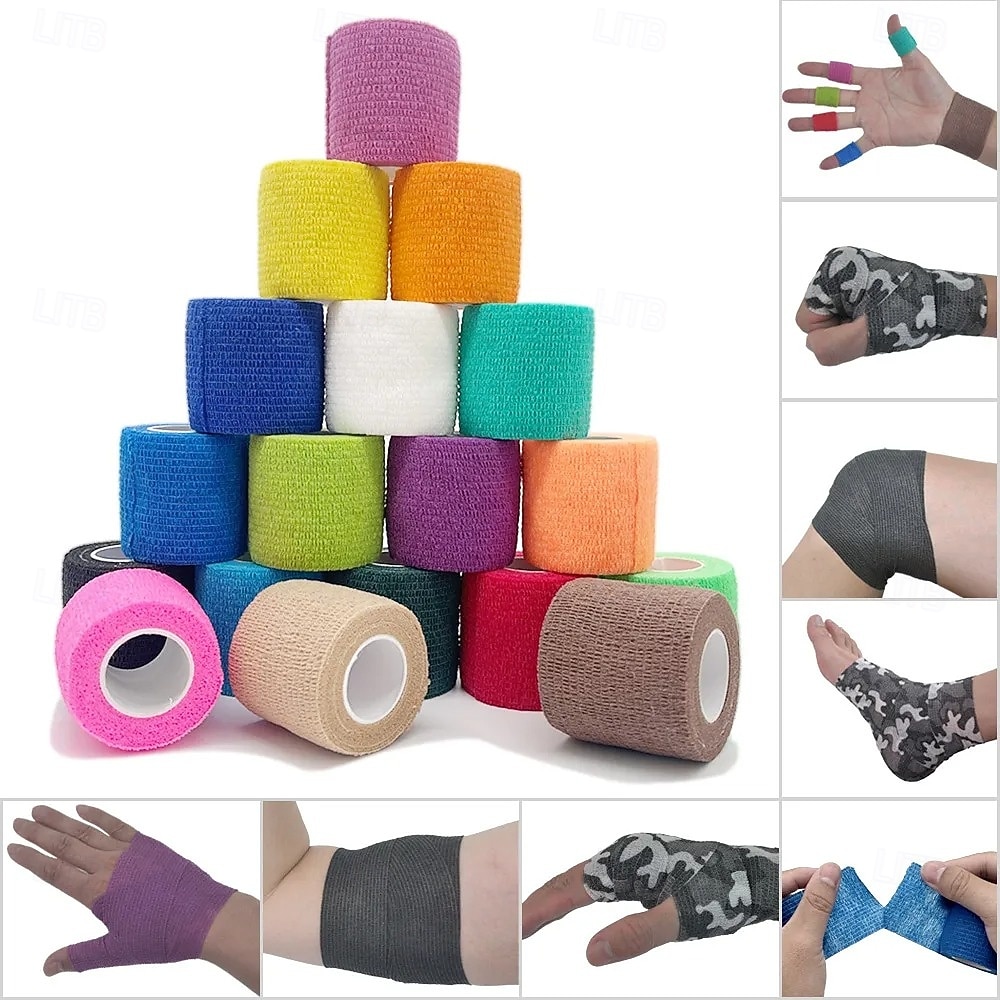 fasce elastiche sportive autoadesive colorate, fasce di supporto flessibili per ginocchia, dita, caviglie, polsi, spalle e articolazioni, protezione muscolare e prevenzione degli infortuni del 2025 a $3.49 –P1