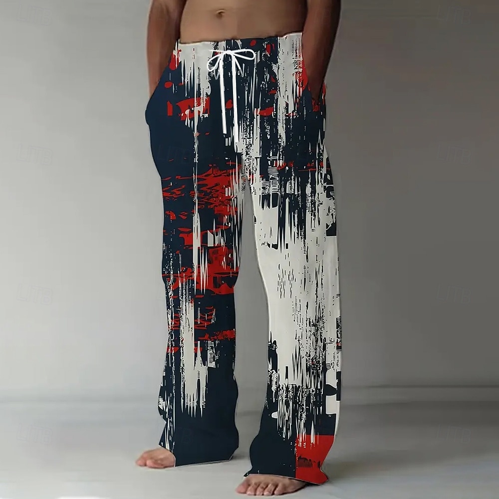 Per uomo Colore sfumato Arte astratta Pantaloni Pantaloni casual Pantaloni Larghi Misura del girovita medio Casual All'aperto Vacanza Coulisse elastica in vita Pantaloni tipo lino con tasche del 2026 a $27.99 –P1