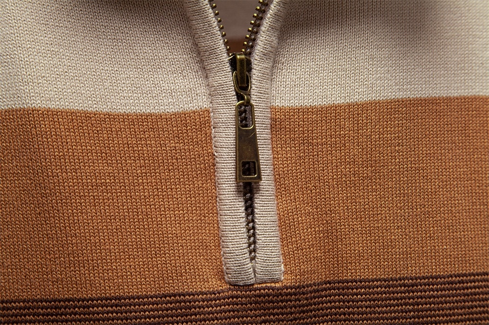 Homme Pull Tricoter Hauts Réguliers Demi-zip Bandes Rayé Col montant ancien Frais École Vacances Vêtement Tenue Printemps Automne Noir Violet S M L de 2025 ? $50.99 –P13