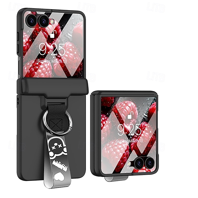 טלפון מגן עבור סמסונג גלקסי Z Flip 7 Z Flip 6 Z Flip 5 כיסוי אחורי עם רצועת יד אבזם טבעת עמיד בזעזועים רטרו PC 2025 - $24.99 –P1