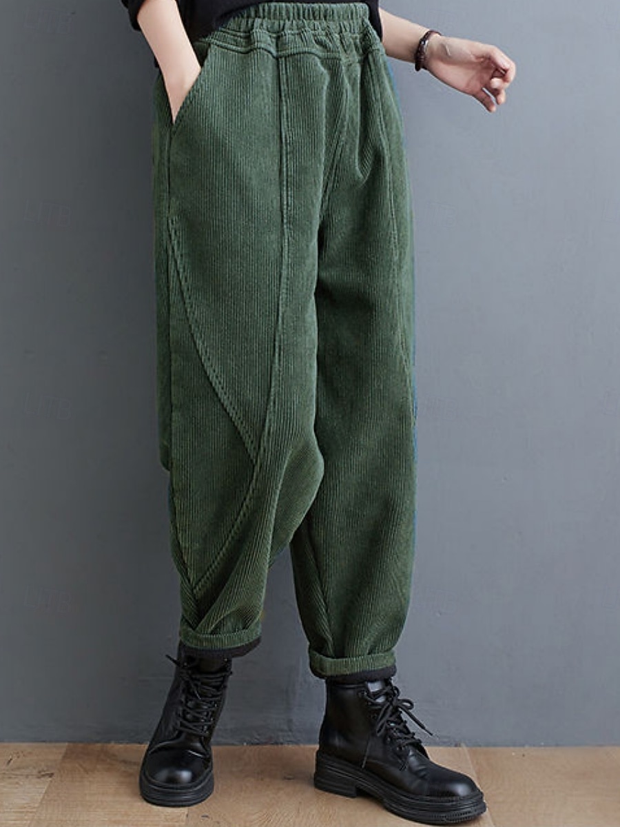 Mujer Chinos Vacaciones Moda Casual Longitud total Alta cintura Plano Bolsillo Cintura elástica Confortable Suave Cómodo Microelástico Exterior Calle Negro Morado Verde Trébol Café Primavera Otoño 2025 - $26.99 –P6