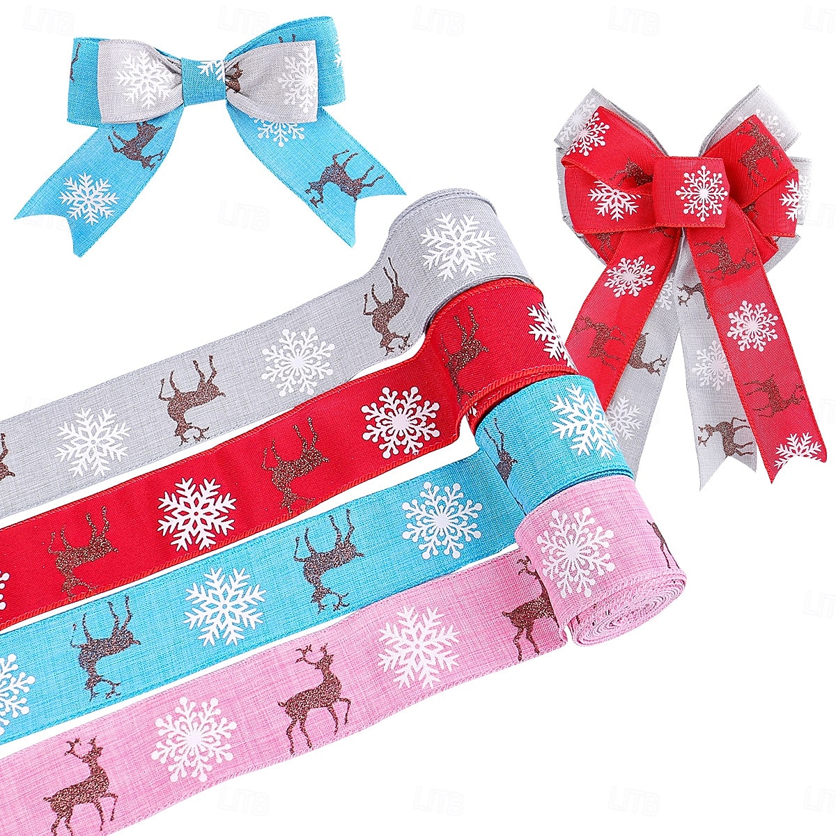 рождественские ленты для рукоделия, рождественские ленты с проволочным краем, украшения в виде оленей, ленты для упаковки подарков, ёлочные украшения, праздничные принадлежности 2025 - $6.49 –P4