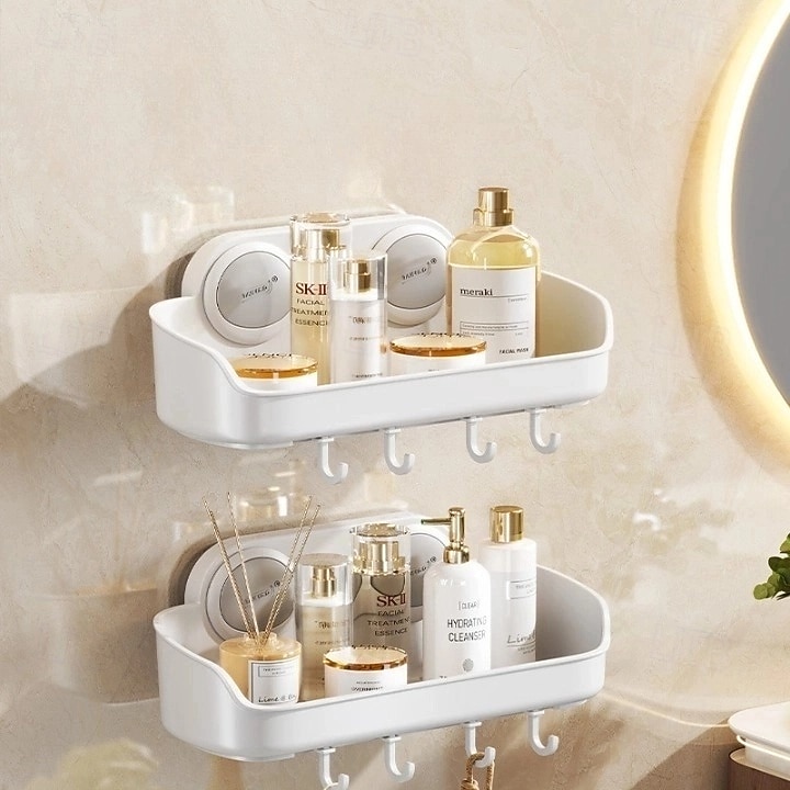 Półka prysznicowa Taili z przyssawką, wodoodporna półka prysznicowa z haczykami, ścienny organizer do łazienki na szampon, żel pod prysznic, odżywkę i mydło 2025 - $17.11 –P4
